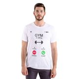 Gym is Calling Komik Baskılı Spor Tişört, Fitness Motivasyon Tasarım, Kısa Kollu Erkek Body Building Gym Tshirt (Beyaz, S)