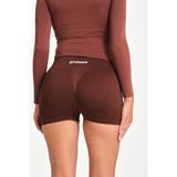 Gymhams Drop Mini Shorts Kalça Büzgülü Süper Mini Şort – Push-Up Etkili Toparlayıcı & Şekillendirici - Kahve