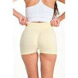 Gymhams Drop Mini Shorts Kalça Büzgülü Süper Mini Şort – Push-Up Etkili Toparlayıcı & Şekillendirici - Sarı - XS - S