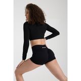 Gymhams Drop Mini Shorts Kalça Büzgülü Süper Mini Şort – Push-Up Etkili Toparlayıcı & Şekillendirici - XS - 000-Siyah