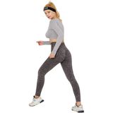 Gymhams Granit Gri Kalçası Büzgülü Push Up Kalça Şekillendirici Toparlayıcı Spor Fitness Tayt Seamless Tayt - Gri - Gri - XS