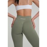 Gymhams Kalçası Büzgülü Kalça Şekillendirici Push Up Yüksek Bel Toparlayıcı Spor Fitness Yoga Tayt - Antrasit - Fıstık Yeşili - XS