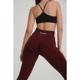 Gymhams Kalçası Büzgülü Kalça Şekillendirici Push Up Yüksek Bel Toparlayıcı Spor Fitness Yoga Tayt - Bordo