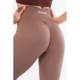Gymhams Kalçası Büzgülü Premium Fitilli Ekstra Push Up Yüksek Bel Esnek Toparlayıcı Spor Tayt - 01-Kahverengi