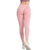 GYMHAMS Yüksek Bel Kalça Şekillendirici Spor Tayt, Push Up Etkili, Büzgülü Tasarım, Bordo (Bebek-Pembe, S)