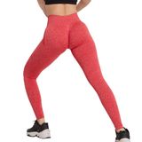GYMHAMS Yüksek Bel Kalça Şekillendirici Spor Tayt, Push Up Etkili, Büzgülü Tasarım, Bordo (kırmızı-kırçıllı, S)