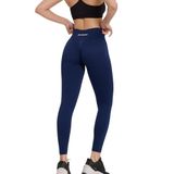 GYMHAMS Yüksek Bel Kalça Şekillendirici Spor Tayt, Push Up Etkili, Büzgülü Tasarım, Bordo (Lacivert, M)