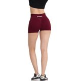 GYMHAMS Yüksek Bel Kalça Şekillendirici Spor Tayt, Push Up Etkili, Büzgülü Tasarım, Bordo (mini-bordo, S)
