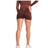 GYMHAMS Yüksek Bel Kalça Şekillendirici Spor Tayt, Push Up Etkili, Büzgülü Tasarım, Bordo (Mürdüm-Kırçılı, XS) (kahve, L)