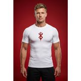 Gymhard Berserk Pro+ Compression Erkek Tişört Beyaz Düz Desenli Nefes Alabilir Kumaş