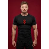 Gymhard Berserk Pro+ Compression Erkek Tişört Düz Desenli Nefes Alabilir Polyester Kumaş ile Slim Kesim - Siyah