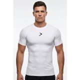 Gymhard Pro-Fıt Compression Tişört Erkek Düz Desenli Nefes Alabilir Kumaş ile Slim Kesim - Beyaz