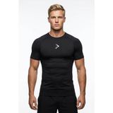 Gymhard Pro-Fıt Compression Tişört Erkek Siyah Düz Nefes Alabilir Kumaş ile Toparlayıcı Tasarım - XL