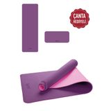 Gymo Ekolojik 6mm TPE Yoga Matı Pilates Minderi Diz Dirsek Koruyucu Matlı Set Mürdüm