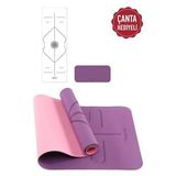 Gymo Hizalamalı 6mm TPE Yoga Matı Pilates Minderi Diz Dirsek Koruyucu Matlı Set Mürdüm