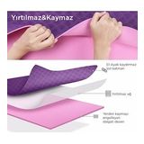 Gymo Hizalamalı 6mm TPE Yoga Matı Pilates Minderi Lila Nane Yeşili