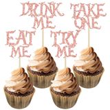 Gyufise 24 Adet Eat Me Cupcake Toppers Glitter Try Me Take One Alice Harikalar Diyarında Cupcake Seçtikleri Süslemeler Masal Harikalar Diyarı Tema Bebek Duş Çocuk Erkek Kız Doğum Günü Partisi