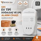 GZC Ev Tipi Doğalgaz ve Lpg Alarm Cihazı, Gaz Kaçak Dedektörü, Selenoid Vana Çıkışlı, Gazbir Gazmer Onaylı, Ce Belgeli