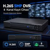H.265 5Mp 8 Kanal Dvr Güvenlik Kamerası Kayıt Cihazı