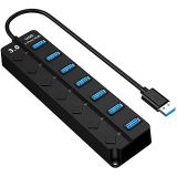 H-507 7 Port Usb 3.0 Hub Çoklayıcı Işıklı Açma Kapama Düğmeli Splitter Windows uyumlu Çoğaltıcı Switch 5 Gbps