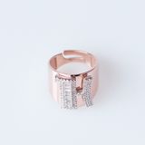 H Harfi Baget Taşlı Rose Gold Kaplama Gümüş Yüzük