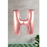H Harfi Rose Gold Folyo Balon 100 Cm 40 İnç 1 Metre Baş Harf Balon