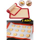h homerest 2 Adet Silipat 30x40 Fırınlanabilir Yıkanabilir Kendinden Yağlı Silikon Pişirme Ve Hamur Açma Matı