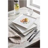h homerest 3'lü Servis Tabağı Beyaz Seramik Kare Dalgalı Desenli Yemek Tatlı Ve Kahvaltı Sunumu İçin 25 cm