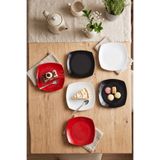 h homerest Kare Servis Tabağı Yemek Takımı 6 Parça Renkli Modern Sunum Tabağı Seti Kırmızı Siyah Beyaz