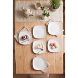 h homerest Pasta Tabağı 6 lı Set Beyaz Kare Tatlı Servis Tabağı Takımı Mutfak İkram Ve Çay Saati Sunum Tabağı