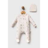 H HONEY BABY %100 Organik Pamuk Bebek Avocado %100 Organik Pamuk Bebek Patikli Tulum ( 0-3 / 3-6 Ay ) - Ekru - 3 - 6 Ay