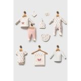 H HONEY BABY %100 Organik Pamuk Cute Butterfly Kız Bebek Nakışlı Lüx 10 Parça Hastane Çıkış Seti (0-2 Ay) - Lila
