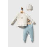 H HONEY BABY %100 Organik Pamuk Dad & Me 2'li Bebek Takım - 9 - 12 Ay - Mavi