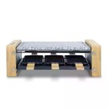 H.koenig 6 Kişilik Çok Fonksiyonlu Raclette Makinesi Wod6, Profesyonel, Peynirli Raclette, Fondü, Granit Ve Doğal Ahşaptan Yapılmış Taş, Çıkarılabilir Plaka, 6 Tava; 6 Tahta Spatula, 900W