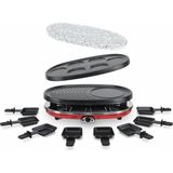 H.koenig Raclette Makinesi 4'ü 1 Arada Çok Fonksiyonlu 8 Kişilik Profesyonel RP418, Doğal Taş, 6 Mini Krep, Izgara, Peynir Fondü Raclette, Ayarlanabilir Sıcaklık, 8 Yapışmaz Tava - Siyah