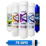 H-MAX Reverse Osmosis System 6'lı Kapalı Kasa Çift Sedimentli Filtre Su Arıtma Cihazlarına Uyumlu Quick Dirsek Hediyeli - Beyaz