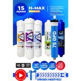 H-MAX Reverse Osmosis System 75 Gpd Membranlı Kapalı Kasa Su Arıtma Cihazı 6'Lı Filtre Seti - 0057