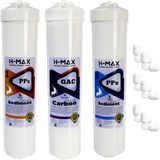H-MAX Reverse Osmosis System H-Max Kapalı Kasa Su Arıtma Cihazı Filtresi Inline 3lü Filtre Seti