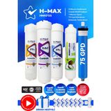H-MAX Reverse Osmosis System Hanedan Marka Su Arıtma Cihazı Filtresi Kapalı Kasa 5'li Filtre Seti - Membran Filtre - A0055