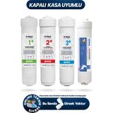 H-MAX Reverse Osmosis System Kapalı Kasa Su Arıtma Cihazı 4lü Inline Su Arıtma Tatlandırıcılı Filtre Seti