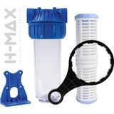 H-MAX Reverse Osmosis System Tekli Daire Bina Girişi Su Arıtma Sistemi Tekli Housing 1/2 10 Inc - YIKANABİLİR FİLTRE