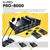 H-Pro PRO-8000 2 El 2 Yaka 2 Kürsü 2 Headset 8'li Telsiz Mikrofon Sistemi