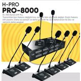 H-Pro PRO-8000 8'li 100 Kanal Masaüstü Kablosuz Mikrofon