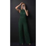H & S DESING KADIN FERMUARLI TULUM KOLSUZ GENİŞ PAÇA YÜKSEK YAKA PLİSELİ JUMPSUIT