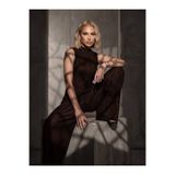 H & S DESING KADIN PLİSELİ KAHVERENGİ TULUM KOLSUZ GENİŞ PAÇA YÜKSEK YAKA JUMPSUIT
