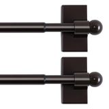 H.VERSAILTEX Metal Kapılar için 2'li Paket Manyetik Perde Çubukları Üst ve Alt Çok Amaçlı Ayarlanabilir Cihazlar, Demir ve Çelik Yerler, Küçük Top Uçları, 40 ila 60 cm, 1/2 inç Çap, Kakao
