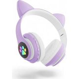 H10 Cat Kedili LED Işıklı Kafaüstü Bluetooth Kulaklık (Lila) - standart