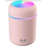 H2o Demirkol LED Işıklı Mini Ortam Oda Hava Nemlendirici 300ml Pembe Renkli Taşınabilir Buhar Makinesi