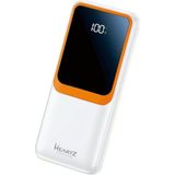 H32 10000 Mh Pd 20W ve USB 22.5W Fast Hızlı Şarj Dahili Type C ve Lightning Kablolu Dünya Standartlarına Uygun Polymer Batarya Birebir Amper LCD Göstergeli Powerbank (Beyaz)