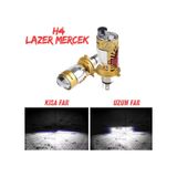 H4 Lazer Mercekli Far Ampülü Otomobil Araç Motosiklet Uyumlu Şimşek Etkili 12V 24V Uyumlu 40W Sağ Sol